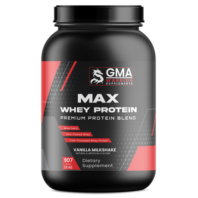 GMA Max Whey Protein Powder Vanilla Milkshake - premium protein for muscle growth and recovery