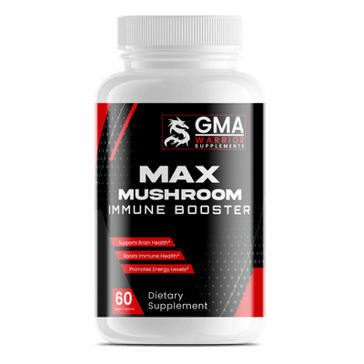 GMA Max Mushroom Immune Booster supplement - lions mane reishi chaga for brain and immune health