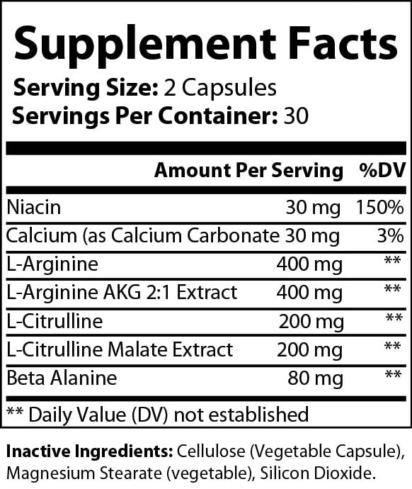 GMA Max L-Arginine supplement facts label