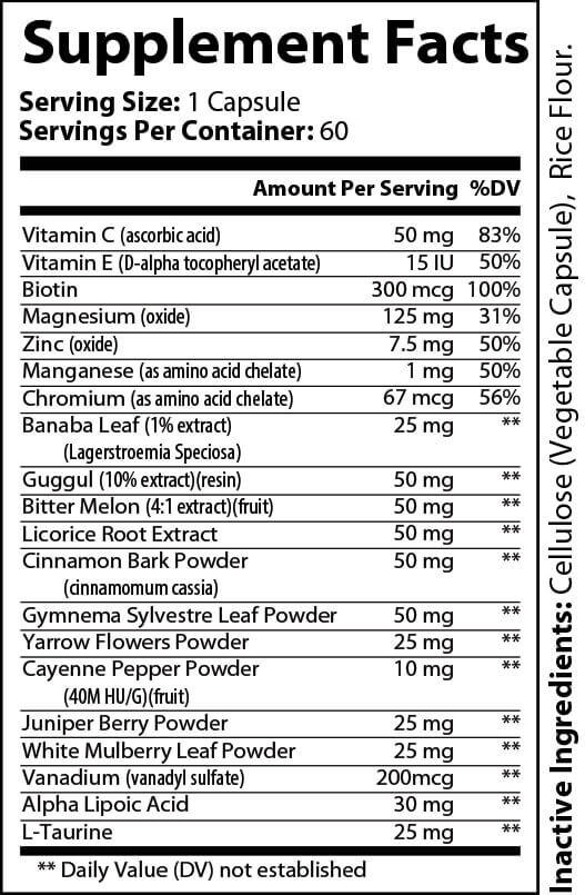 GMA Max Sugar Control supplement facts label