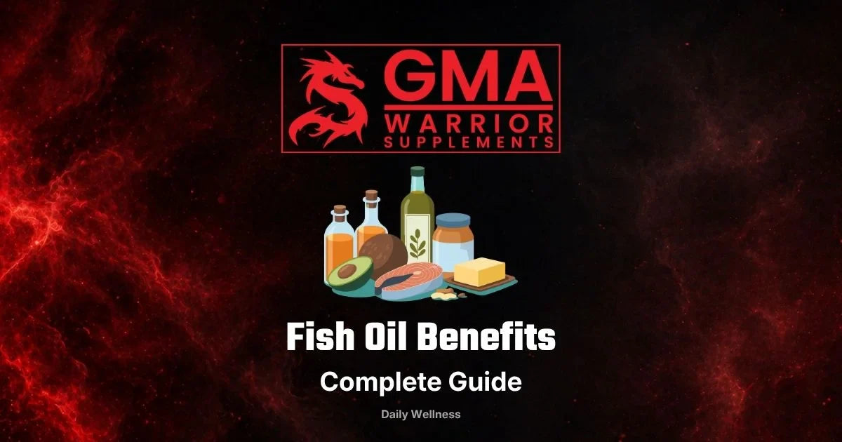 Fish oil benefits guide with omega 3 EPA and DHA capsules