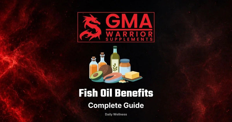 Fish oil benefits guide with omega 3 EPA and DHA capsules