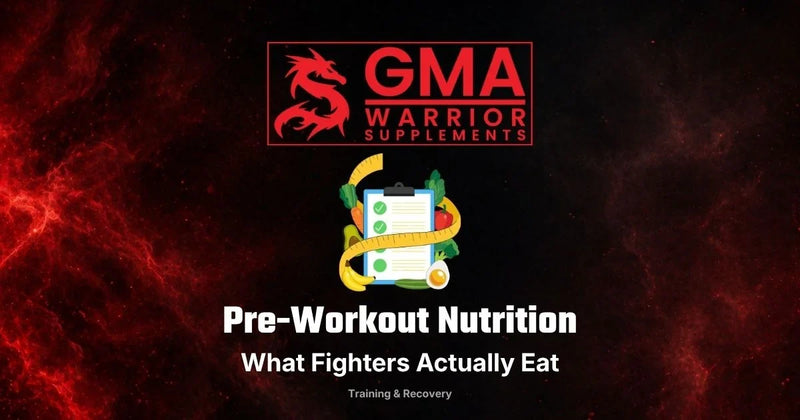 Pre workout for athletes — a fighter fueling before an evening training session