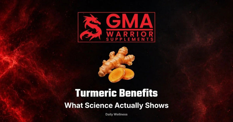 Turmeric benefits illustrated with turmeric root and curcumin powder